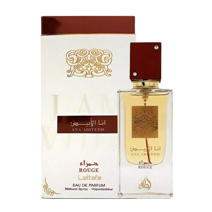 Lattafa Ana Abiyedh Rouge EDP 60ml perfume bottle, front view